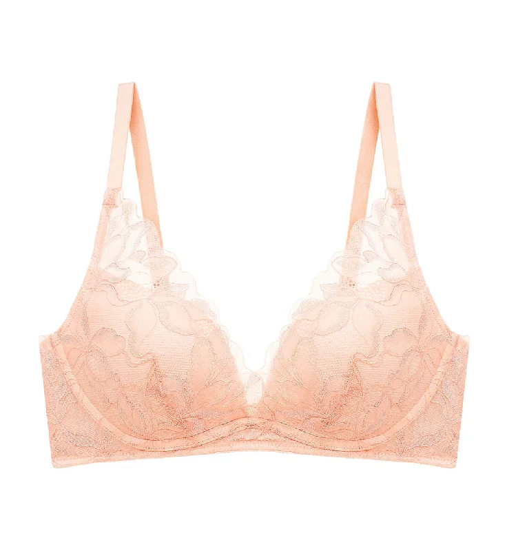 Magnolia Lace Non Wired Push Up Deep V Bra Adjustable Fit Bra