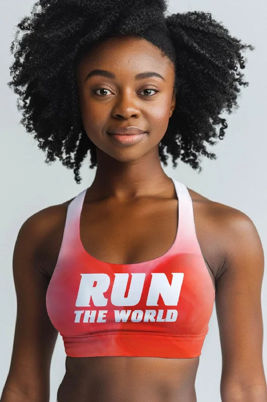 Run the World Stella Red Seamless Racerback Running Sport Bra - Women Fashionable Push-Up Bra Run the World Stella Red Seamless Racerback Running Sport Bra - Women Fashionable Push-Up Bra
