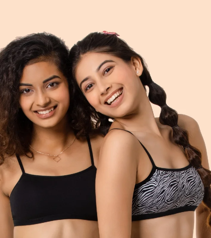 Enamor BB03 Trendy Fit Stretch Cotton Beginners Bra with Antimicrobial Finish and Cami Neckline - Pack Of 2 - Black Sexy Underwire Bra Enamor BB03 Trendy Fit Stretch Cotton Beginners Bra with Antimicrobial Finish and Cami Neckline - Pack Of 2 - Black Sexy Underwire Bra