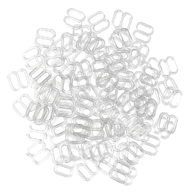 Maxbell 100 Pieces Plastic Bra Lingerie Strap Clips Hook Slider Buckle 8mm Clear Chic Lace Bra