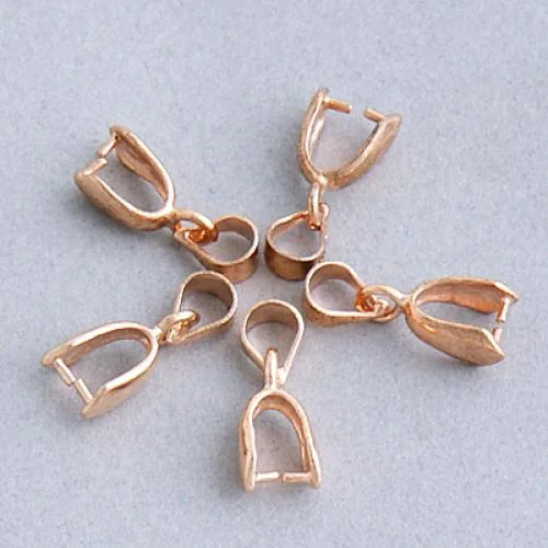 Maxbell 20Pcs Brass Pendant Pinch Bails 15mm - Rose Gold Lace Back Bra