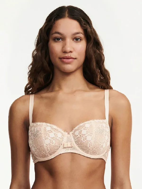 Beige Day to Night Lace Unlined Demi Bra Comfort Fit Bralette