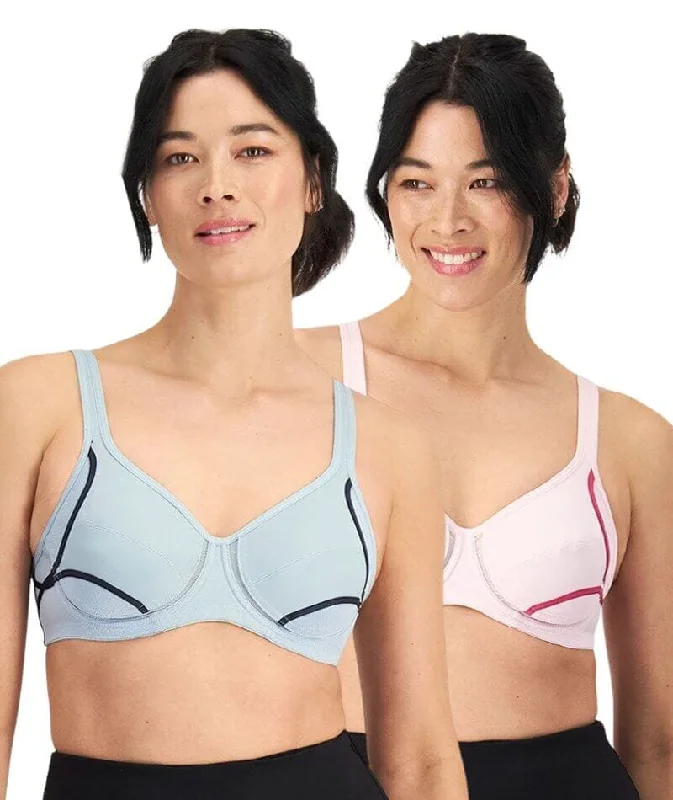 Berlei Electrify Underwire 2 Pack Sports Bra - Armstrong/Pearl Pink Adjustable Comfort Bra