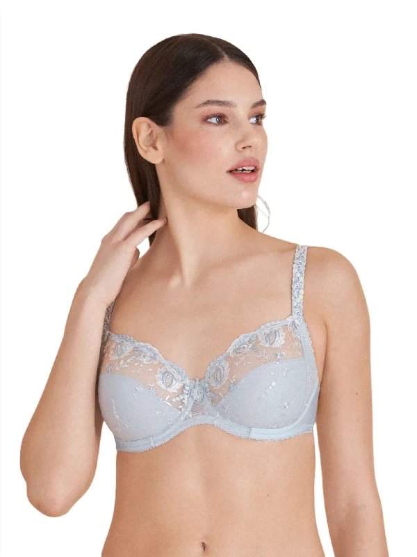 Ice Blue Provence Wired Bra Supportive Cotton Bra