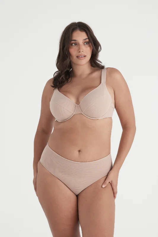 BUSTY BASICS PLUNGE BRA - LATTE Padded Push-Up Bra