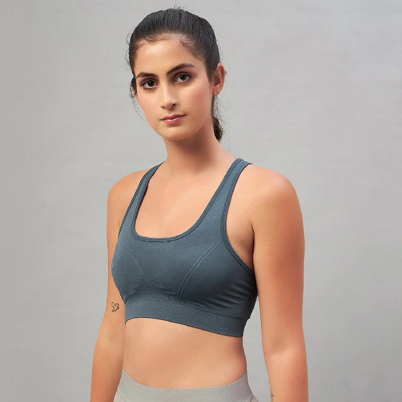 C9 Airwear Women Seamless Sports Bra - Vintage Grey Breathable Wireless Bra