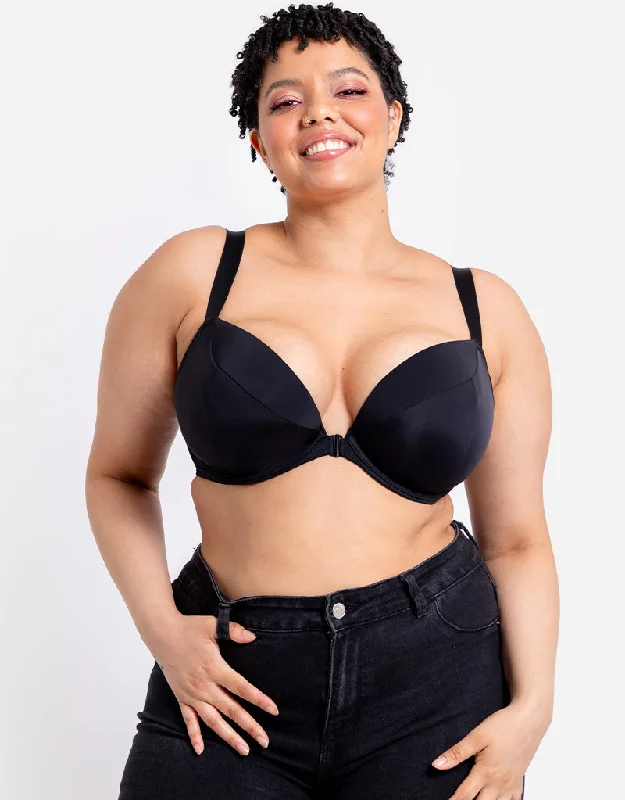 Curvy Kate Superplunge Kiss Padded Plunge Bra Black Simple Wireless Bra