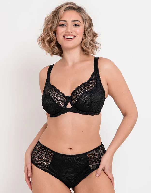 Flirtelle Elise Balcony Bra Black Soft Mesh Bra