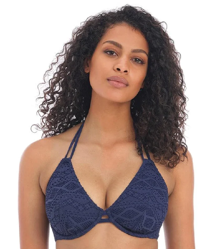 Freya Swim Sundance Underwired Halter Bikini Top - Denim Sporty Swimsuit Style