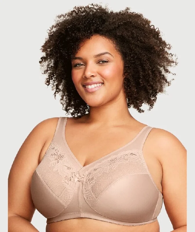 Glamorise Magiclift Minimizer Wire-Free Bra - Cafe Chic Lace Bralette