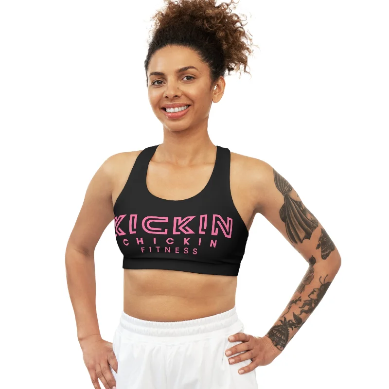 Kickin Chickin Fitness Seamless Sports Bra black/pink Stylish Strapless Bra