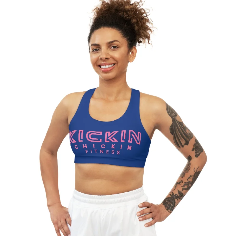 Kickin Chickin Fitness Seamless Sports Bra blue/pink Adjustable Bra Straps