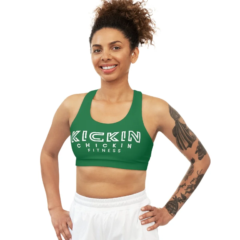 Kickin Chickin Fitness Seamless Sports Bra Lt green/white Soft Cotton Bra