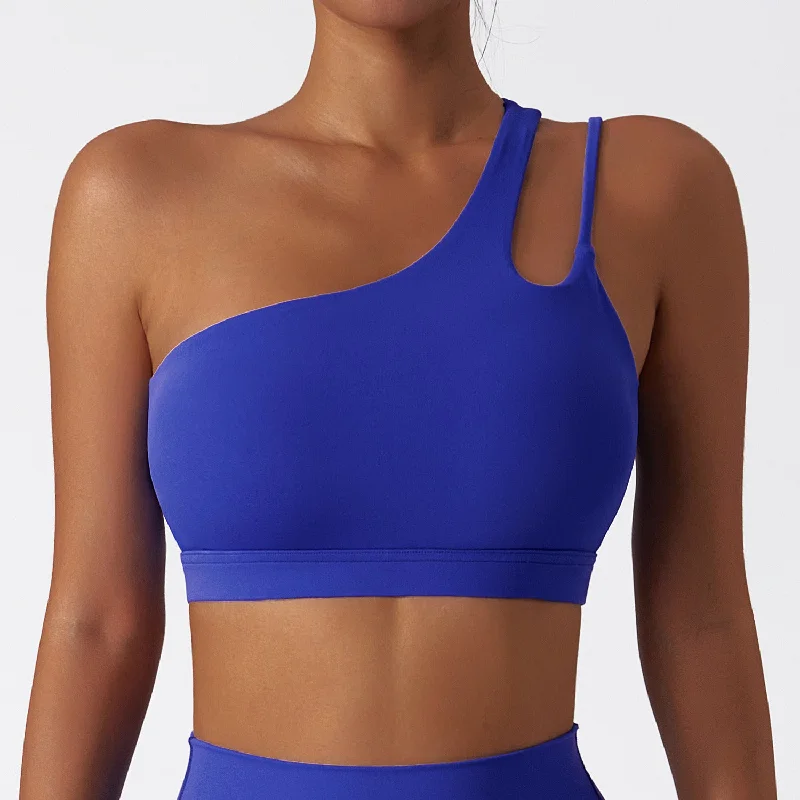 One Shoulder Asymmetric Seamless Sports Bra Chic Lace Bra