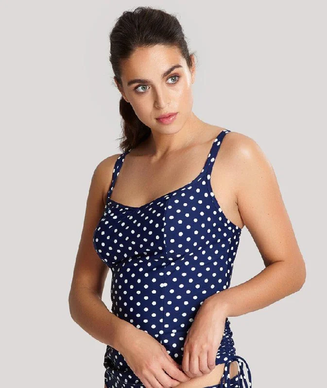 Panache Swimwear Anya Spot Balconnet Underwired Tankini Top - Navy/White Adjustable Bikini Bottoms
