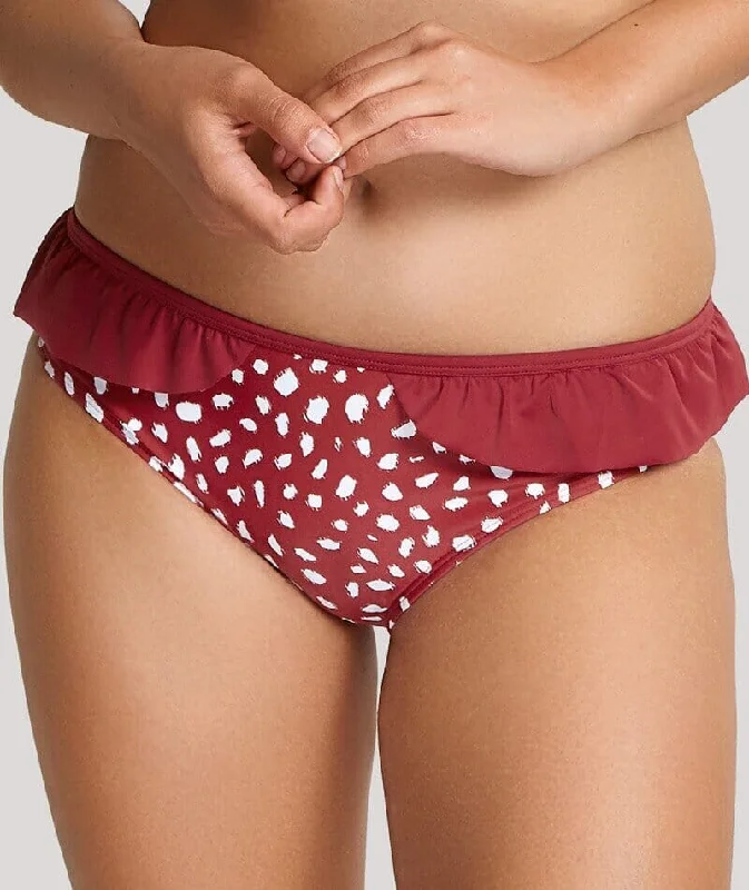 Panache Swimwear Mila Frill Pant - Brick Red Flirty Ruffle Swimsuit