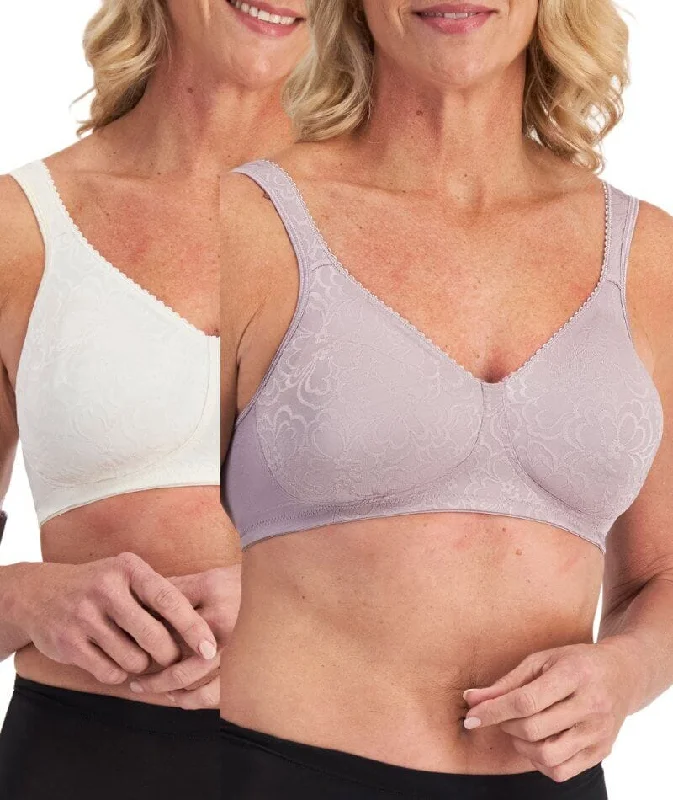 Playtex 18 Hour Ultimate Lift & Support Wire-Free Bra 2-Pack - Mother of Pearl/Warm Steel Sports Support Bra