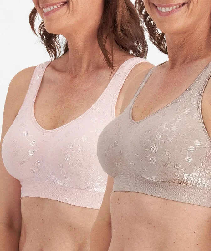 Playtex Comfort Revolution Contour Dot Wire-free 2 Pack Bra - Evening Blush/Gentle Peach Chic Satin Bra