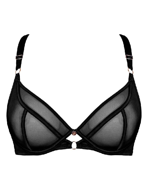 Scantilly Exposed Plunge Bra Black Seamless Sports Bra