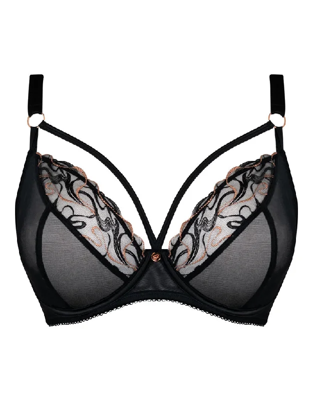 Scantilly Fascinate Plunge Bra Black Sexy Mesh Bra