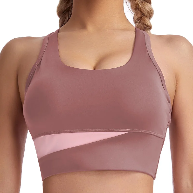 Seamless Medium Support Striped & Colorblocked Sports Bra Contour Bra Style