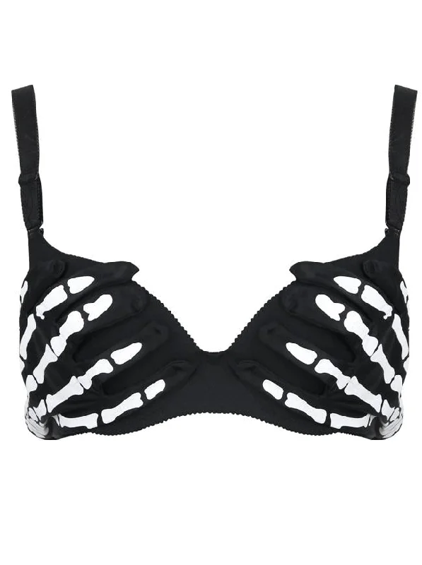 Women's Horrible White Bones Printed Bra Club Wear Bra Top Seamless Wireless Bra