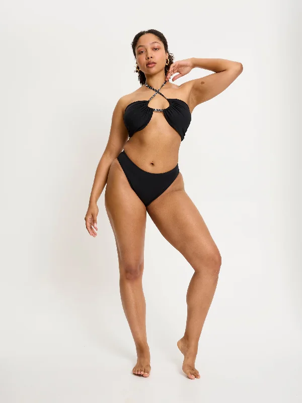 SmileyWorld® | Modibodi Swimwear Hi Waist Bottom High Absorbency Black Solid Color Swimsuit