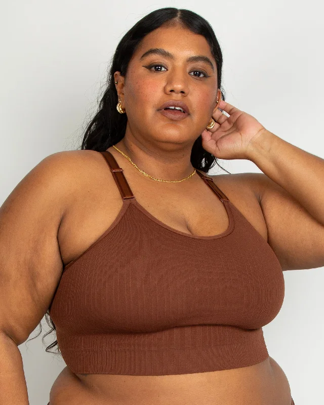 Smooth Seamless Comfort Wireless Longline Bra - Chocolate Nude Full Coverage Bralette