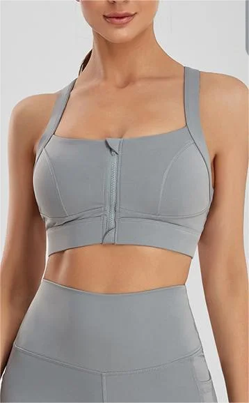 Medium Support Zip Up Sports Bra (Available in Standard & Plus Sizes) Contour Bra Style