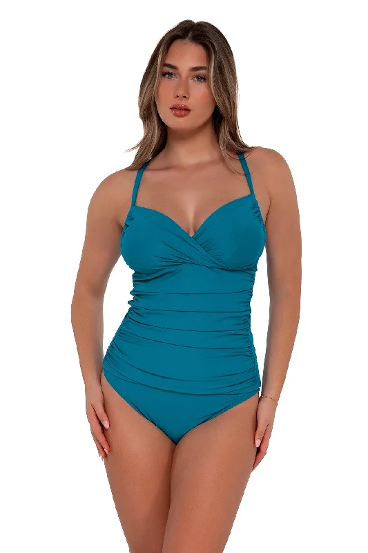 Sunsets Avalon Teal Serena Tankini Top Elegant Halter Bikini