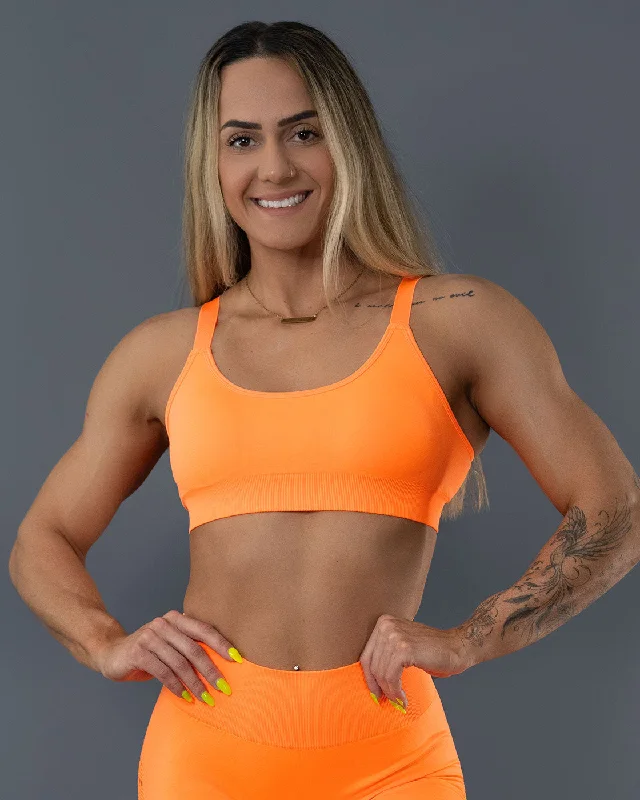 Synergy Neon Orange Sports Bra Adjustable Fit Bra