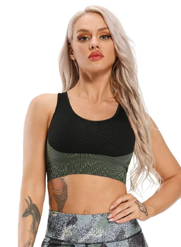 Women Contrast Color Seamless Sports Bra Stylish Strapless Bra