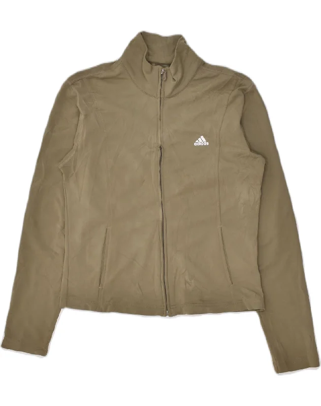 ADIDAS Womens Clima 365 Tracksuit Top Jacket UK 14 Large Khaki Polyester Zip Front Button Front Snap Front ADIDAS Womens Clima 365 Tracksuit Top Jacket UK 14 Large Khaki Polyester Zip Front Button Front Snap Front