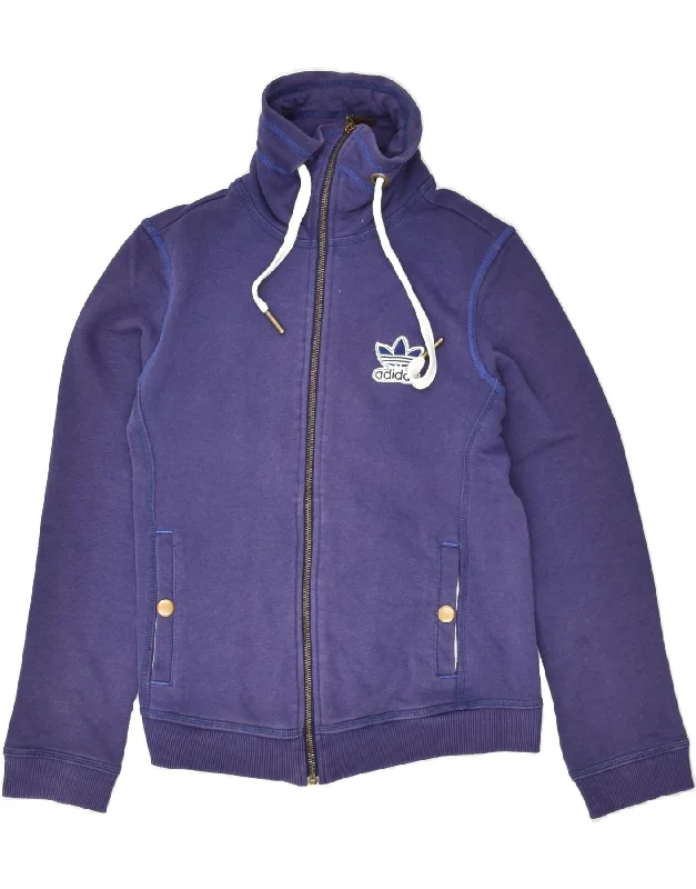 ADIDAS Womens Graphic Tracksuit Top Jacket EU 36 Small Purple Cotton Zippered Front Buttoned Front Snap Front ADIDAS Womens Graphic Tracksuit Top Jacket EU 36 Small Purple Cotton Zippered Front Buttoned Front Snap Front