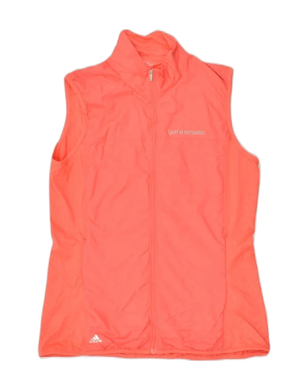 ADIDAS Womens Sleeveless Tracksuit Top Jacket UK 14 Medium Orange Print Jacket Jacquard Jacket Embroidered Jacket ADIDAS Womens Sleeveless Tracksuit Top Jacket UK 14 Medium Orange Print Jacket Jacquard Jacket Embroidered Jacket