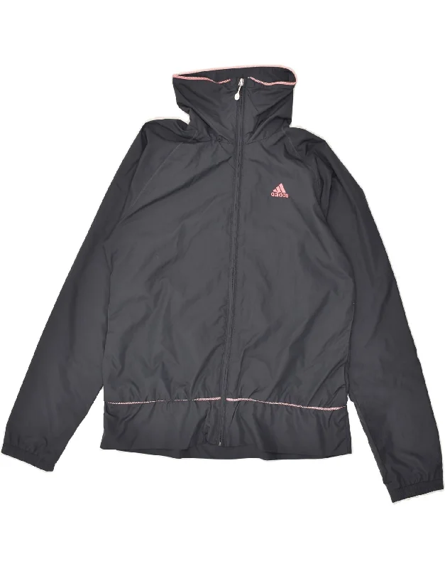 ADIDAS Womens Tracksuit Top Jacket UK 12 Medium Grey Polyester Denim Fabric Leather Fabric Suede Fabric ADIDAS Womens Tracksuit Top Jacket UK 12 Medium Grey Polyester Denim Fabric Leather Fabric Suede Fabric