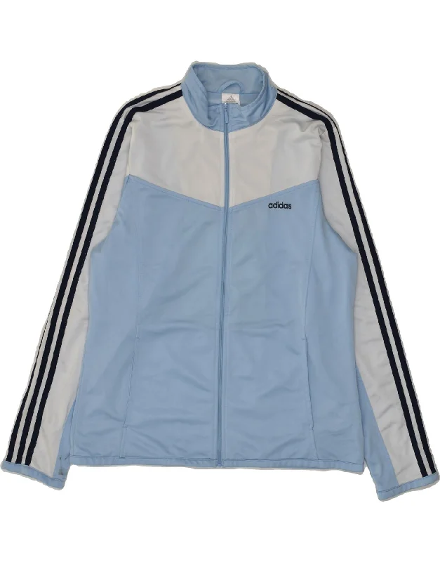 ADIDAS Womens Tracksuit Top Jacket UK 18 XL Blue Polyester Boat Neck Shawl Collar Notched Collar ADIDAS Womens Tracksuit Top Jacket UK 18 XL Blue Polyester Boat Neck Shawl Collar Notched Collar
