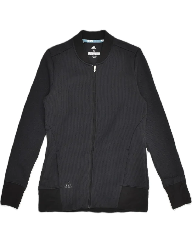 ADIDAS Womens Tracksuit Top Jacket UK 8-10 Small Black Polyester Zip Front Button Front Snap Front ADIDAS Womens Tracksuit Top Jacket UK 8-10 Small Black Polyester Zip Front Button Front Snap Front