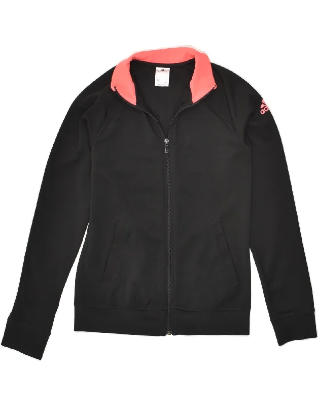 ADIDAS Womens Tracksuit Top Jacket UK 8/10 Small Black Polyester Front Pockets Side Pockets Patch Pockets ADIDAS Womens Tracksuit Top Jacket UK 8/10 Small Black Polyester Front Pockets Side Pockets Patch Pockets