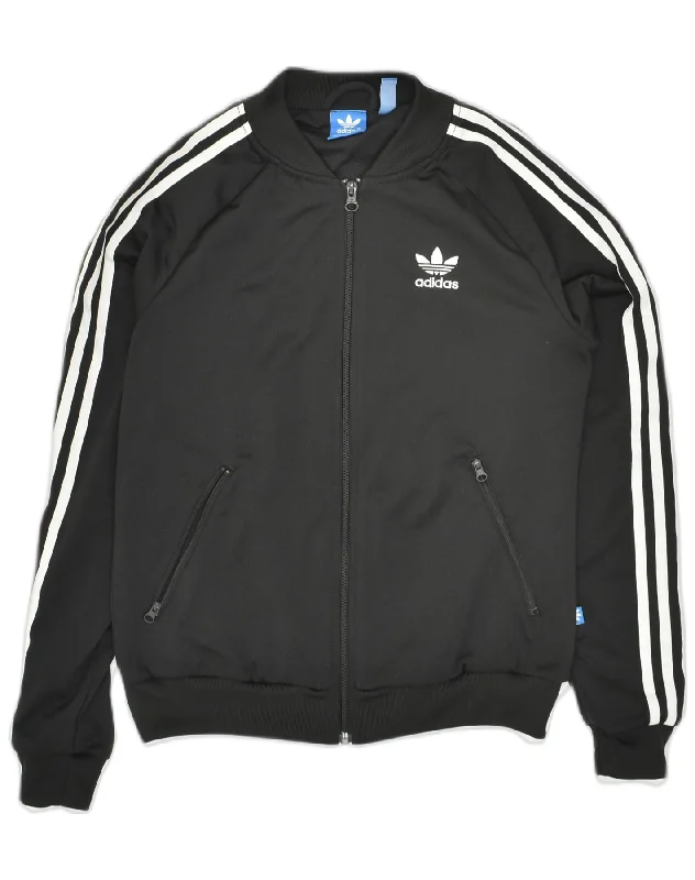 ADIDAS Womens Tracksuit Top Jacket UK 8 Small Black Polyester Zippered Front Buttoned Front Snap Front ADIDAS Womens Tracksuit Top Jacket UK 8 Small Black Polyester Zippered Front Buttoned Front Snap Front