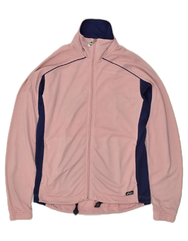 ASICS Womens Tracksuit Top Jacket UK 10 Small Pink Striped Polyester Cotton Fabric Linen Fabric Terry Fabric ASICS Womens Tracksuit Top Jacket UK 10 Small Pink Striped Polyester Cotton Fabric Linen Fabric Terry Fabric
