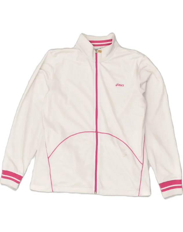ASICS Womens Tracksuit Top Jacket UK 20 2XL White Polyester Herringbone Jacket Checkered Jacket Solid Jacket ASICS Womens Tracksuit Top Jacket UK 20 2XL White Polyester Herringbone Jacket Checkered Jacket Solid Jacket