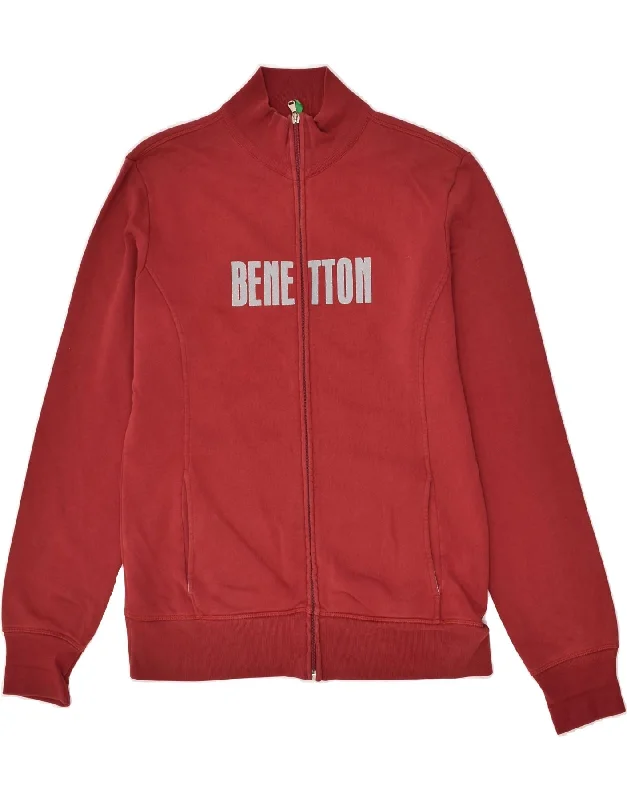BENETTON Womens Graphic Tracksuit Top Jacket UK 16 Large Red Cotton Rayon Fabric Velvet Fabric Corduroy Fabric BENETTON Womens Graphic Tracksuit Top Jacket UK 16 Large Red Cotton Rayon Fabric Velvet Fabric Corduroy Fabric