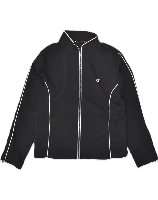 CHAMPION Womens Tracksuit Top Jacket UK 14 Medium Black Polyester Faux Fur Jacket Real Fur Jacket Shearling Jacket CHAMPION Womens Tracksuit Top Jacket UK 14 Medium Black Polyester Faux Fur Jacket Real Fur Jacket Shearling Jacket