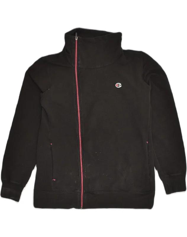 CHAMPION Womens Tracksuit Top Jacket UK 16 Large Black Cotton Notch Collar Jacket Peter Pan Collar Jacket Cowl Neck Jacket CHAMPION Womens Tracksuit Top Jacket UK 16 Large Black Cotton Notch Collar Jacket Peter Pan Collar Jacket Cowl Neck Jacket