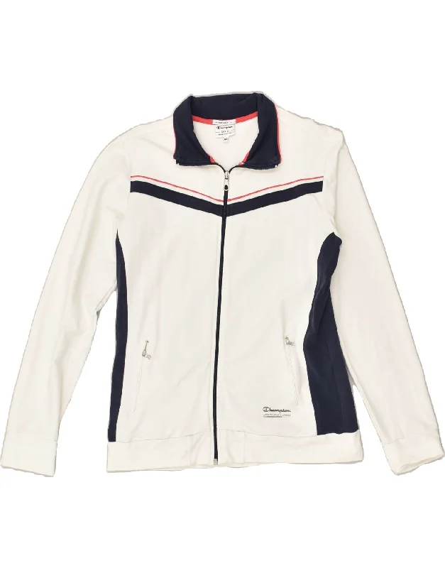 CHAMPION Womens Tracksuit Top Jacket UK 18 XL White Colourblock Cotton Insulated Jacket Fitted Jacket Loose Jacket CHAMPION Womens Tracksuit Top Jacket UK 18 XL White Colourblock Cotton Insulated Jacket Fitted Jacket Loose Jacket