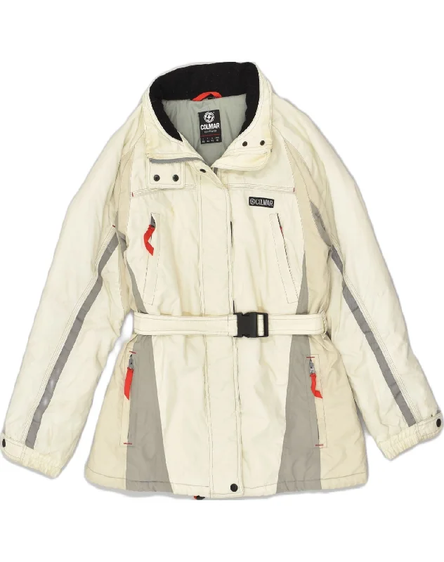 COLMAR Womens Hooded Ski Jacket IT 46 Large Beige Polyester Tailored Jacket Straight Jacket A-Line Jacket COLMAR Womens Hooded Ski Jacket IT 46 Large Beige Polyester Tailored Jacket Straight Jacket A-Line Jacket