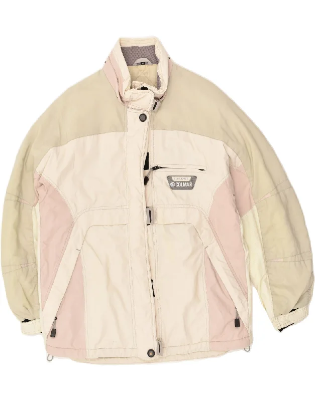 COLMAR Womens Ski Jacket IT 48 XL Beige Colourblock Welt Pockets Slit Pockets Flap Pockets COLMAR Womens Ski Jacket IT 48 XL Beige Colourblock Welt Pockets Slit Pockets Flap Pockets