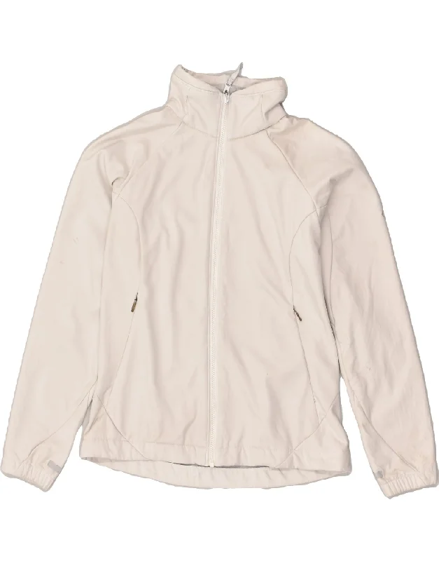 COLUMBIA Womens Tracksuit Top Jacket UK 14 Medium White Polyester Knit Fabric Woven Fabric Fleece Fabric COLUMBIA Womens Tracksuit Top Jacket UK 14 Medium White Polyester Knit Fabric Woven Fabric Fleece Fabric