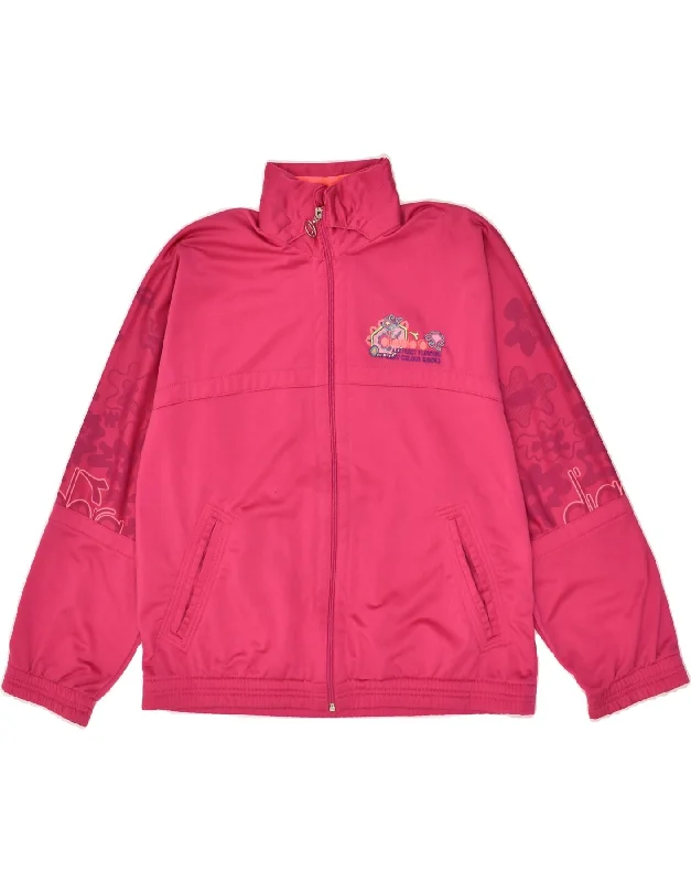 DIADORA Womens Graphic Tracksuit Top Jacket IT 44 Medium Pink Polyester Fleece Fabric Down Fabric Feather Fabric DIADORA Womens Graphic Tracksuit Top Jacket IT 44 Medium Pink Polyester Fleece Fabric Down Fabric Feather Fabric